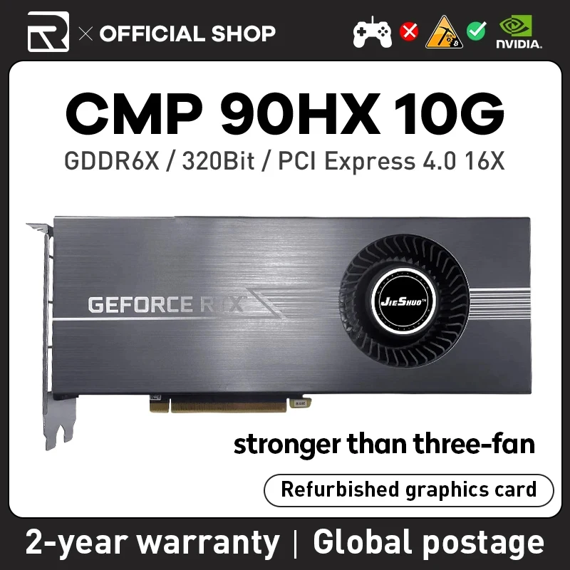

Профессиональная графическая карта Jieshuo Nvidia CMP 90HX для майнинга турбины CMP, графическая карта для майнинга 90h x 10gb gddr6x 320 бит