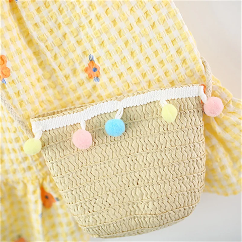 فستان أطفال منقوش أصفر لحديثي الولادة رائع على شكل...