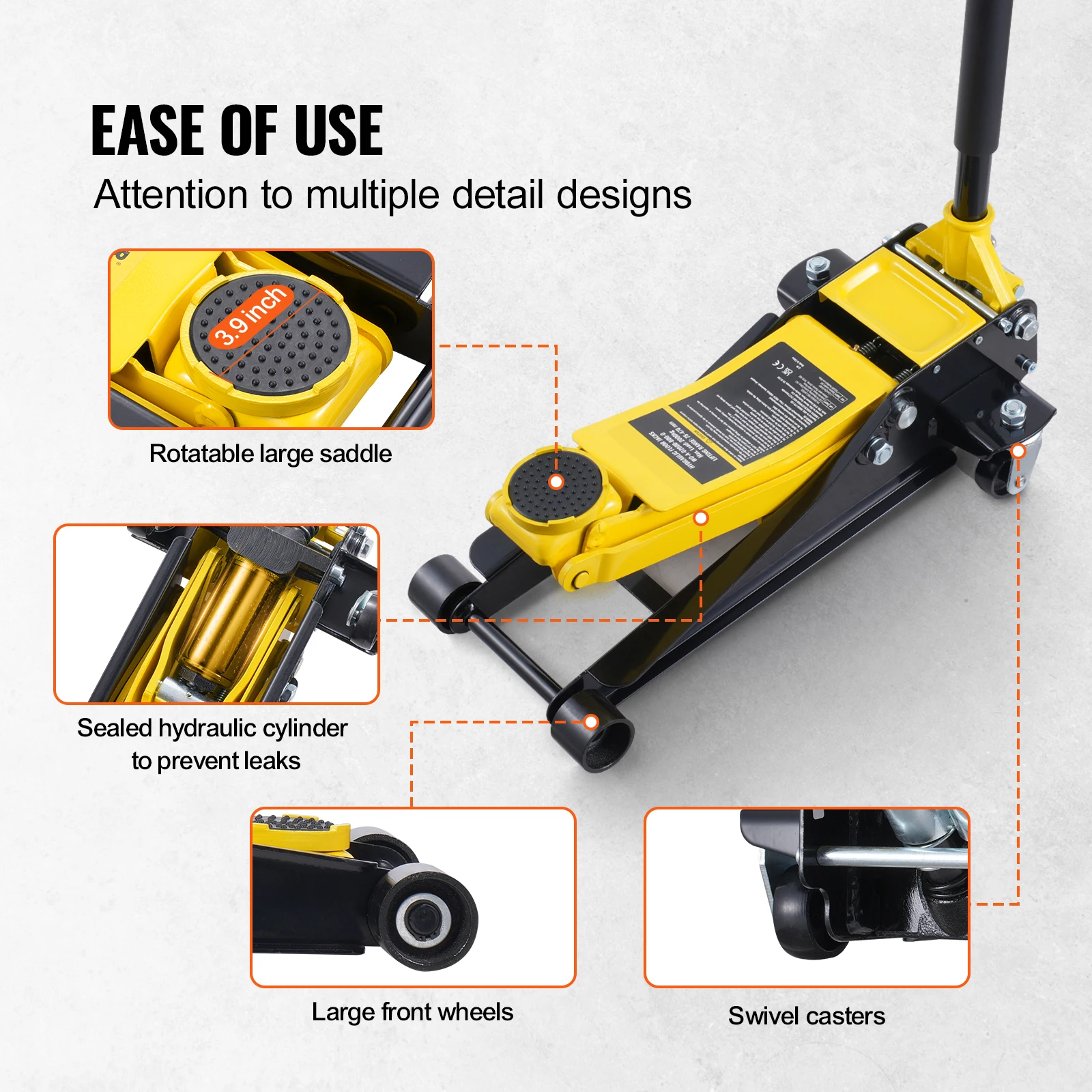 Iron Hydraulic Low Profile Floor Jack for Car Maintenance
