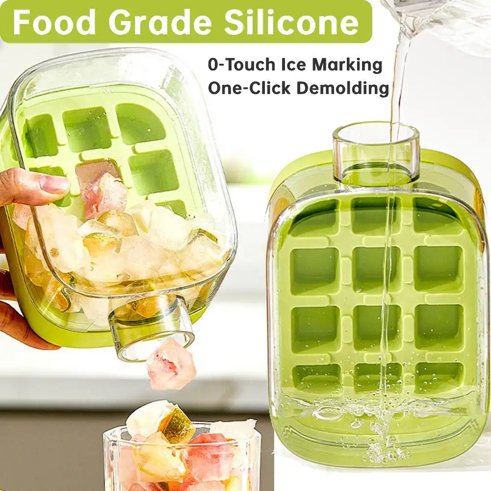 Water Bottle With Silicone Ice Cube Tray With Straw Zero-contact Pressure Ice Cube Mold 500/800ml Kettle Beverage Cup sports water bottle,portable water bottle
