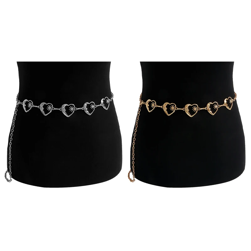 

Harajuku Punk Moon Metal Belts Women Vintage Punk Gothic Moon Sun High Waist Chain Belts Pendant Belts Female