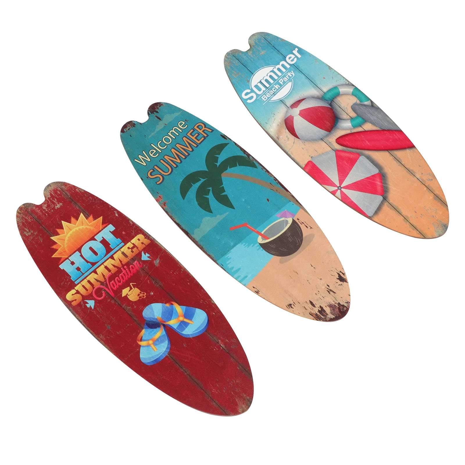 

3Pcs Wood Surfboard Sign Wall Decoration Beach Themed Decor Home Ornaments