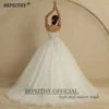 BEPEITHY Customized Luxury Wedding Dresses For Women Spaghetti Straps V Neck Court Train Glitter Bride Beading Bridal Ball Gown 2