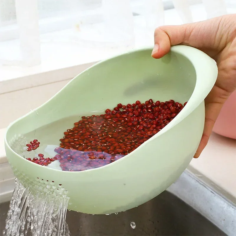 Plastic Rice Sieve Colander Kitchen Drain Basket With Handles Rice Bowl ...