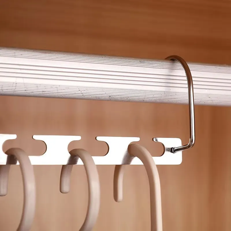 6 Hole Stainless Steel Hanger Multifunctional Space Saving Metal Hangers Magical Hook Clothing Wardrobe Organize Holder