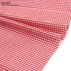 Colorful Small Plaid Cotton Fabric for DIY Crafts & Decorations (145x50cm, 2mm) (Red and White)