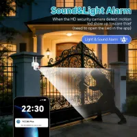 Caméra de sécurité WiFi PTZ 2,4 GHz extérieure avec suivi automatique des personnes, alarme sonore et lumineuse, communication bidirectionnelle, vision nocturne couleur, pour la surveillance à domicile, la cour, le garage, la boutique 5