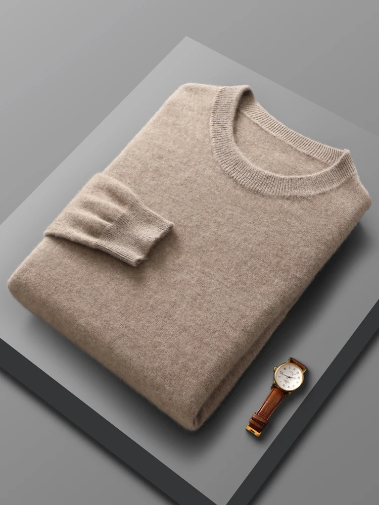 Spring Autumn 100% Pure Merino Wool Pullover Sweater Men O-neck Long-sleeve Cashmere Knitwear Female Clothing Grace 2