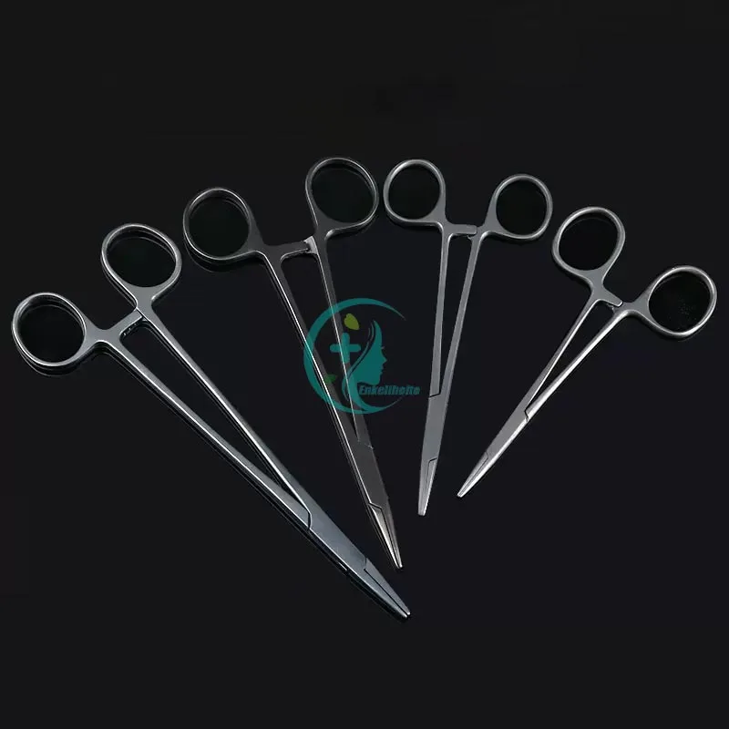 

12.5CM Black Handle Porcelain Needle Holding Needle Clamp Double Eyelid Surgery Tool Stainless Steel Eye Clamp Thread