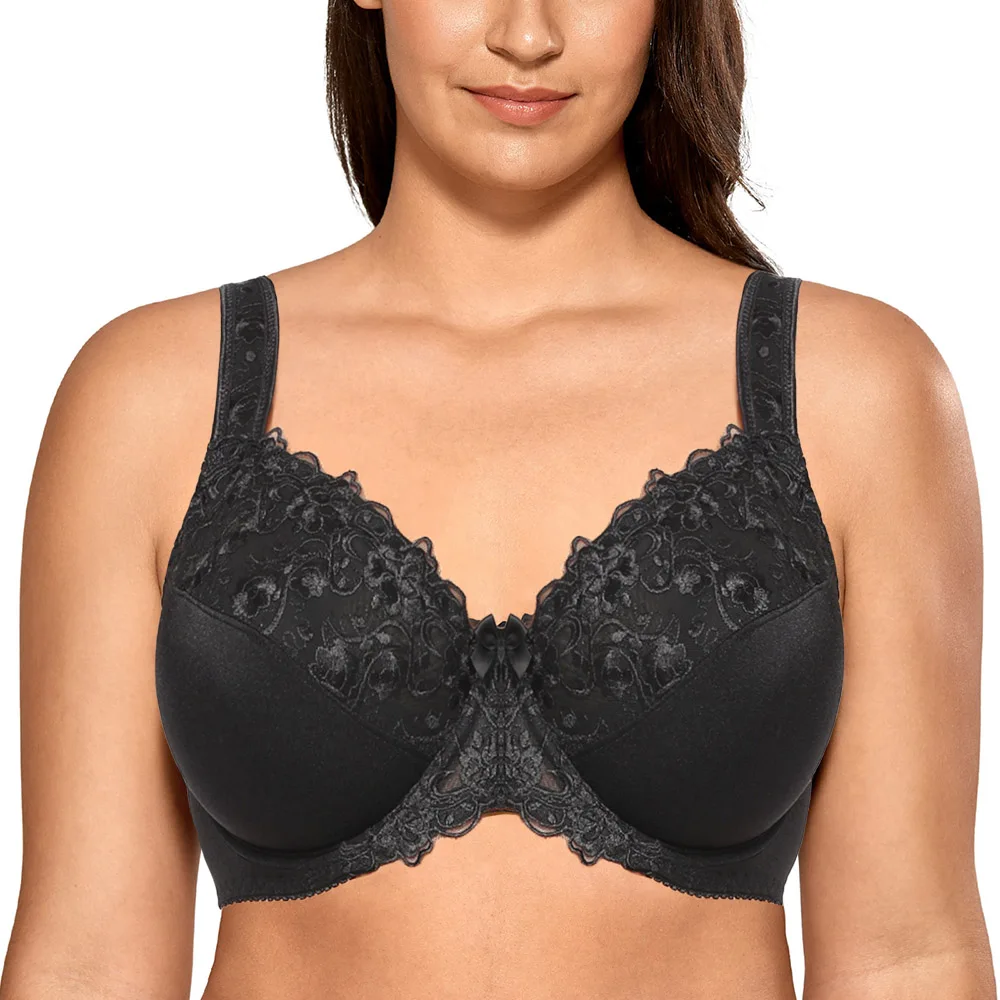 Women's Full Coverage Bra Bras For Women Plus Size Bra Lace Bra Minimizer  Non-Padded Underwire Woman Bra B C D E F G H I Cup