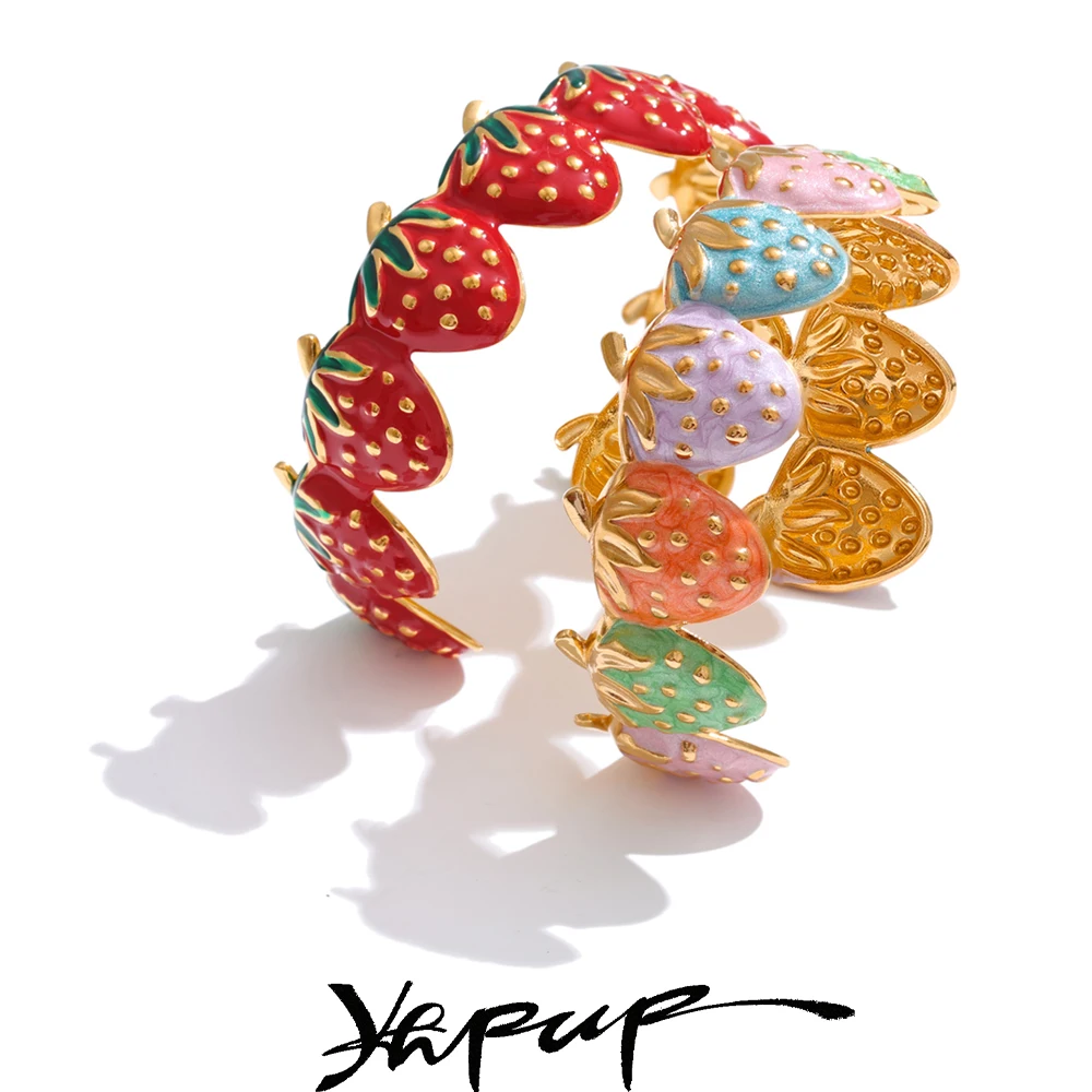 Yhpup Cuff Bracelet Stainless Steel Golden Wrist
