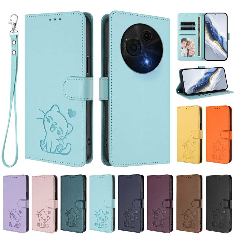 3D Cute Cat Flip Leather Phone Case