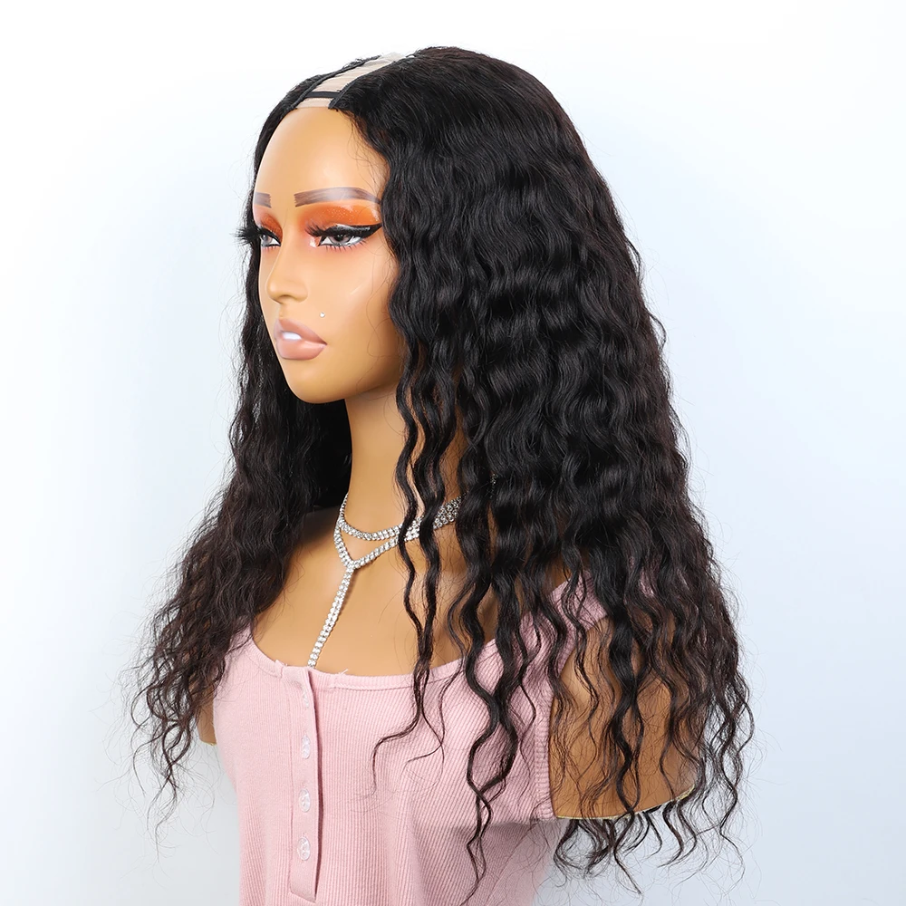 Loose Deep Curly U Part Human Hair Wigs Brazilian Remy Hair Wet and Wavy Middle V Part No Glue Long Curly Wigs