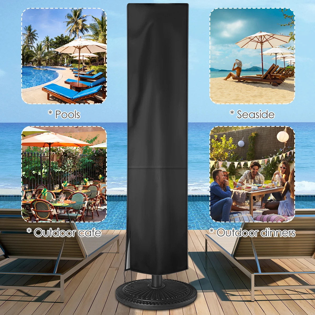 Umbrella Cover 210D Oxford Cloth Waterproof Outdoor Sunshade Garden Patio Parasol Rain Accessories 1pc