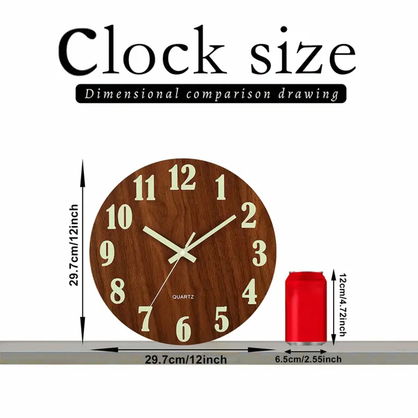Wooden Silent Non-Ticking Wall Clock, 12 Inch 6