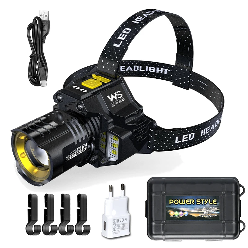 Rechargeable High Lumen Waterproof LED Headlamp with Zoomable Sensor