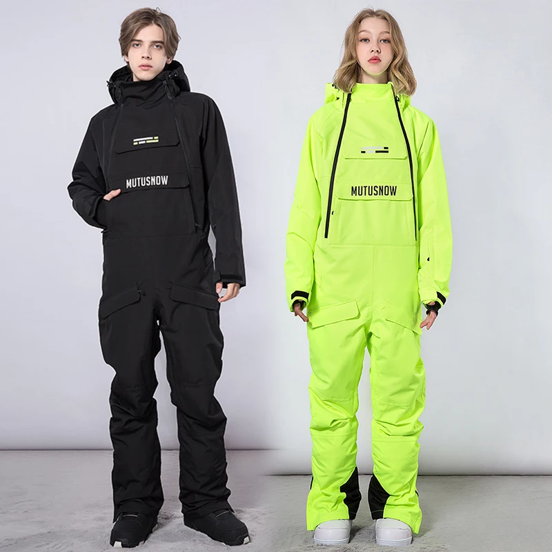 One-Piece Ski Suit Women Outdoor Snowboard Jacket Men Warm Skiing Set Wind Proof Waterproof Jumpsuits Overalls Winter Clothing