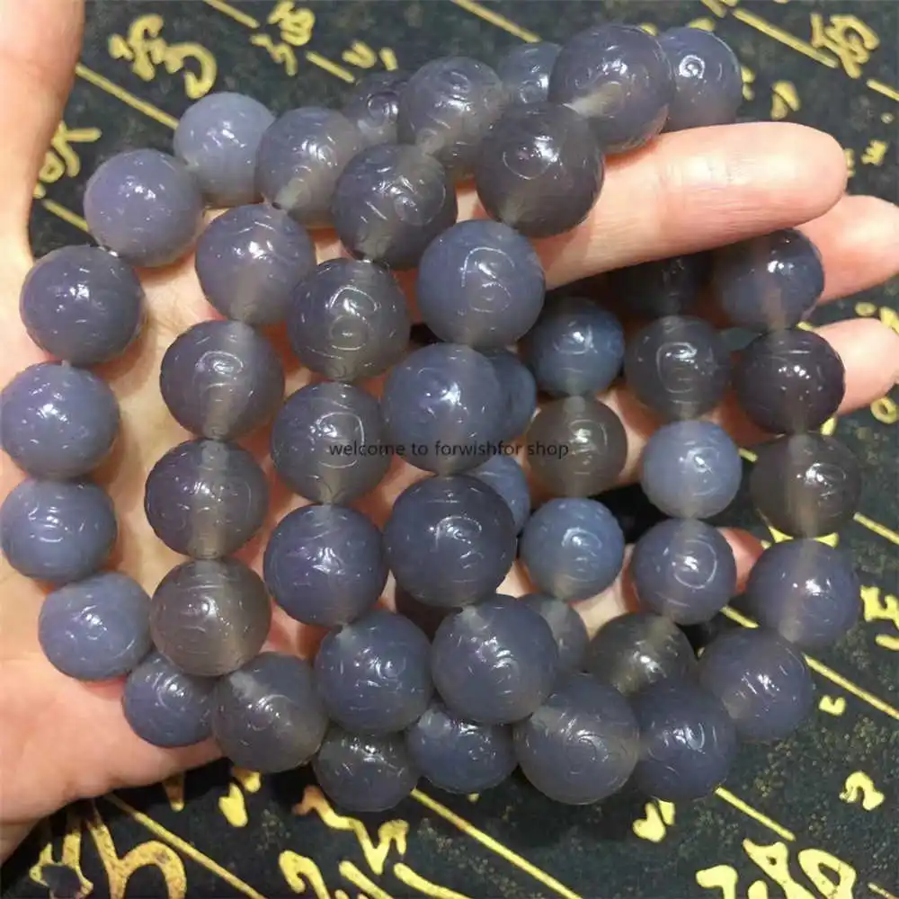 

The Factory Provides The Exquisite Fashion Old Chalcedony Agate Ancient Pearl Back Pattern Carving Multi Treasure Bracelet With