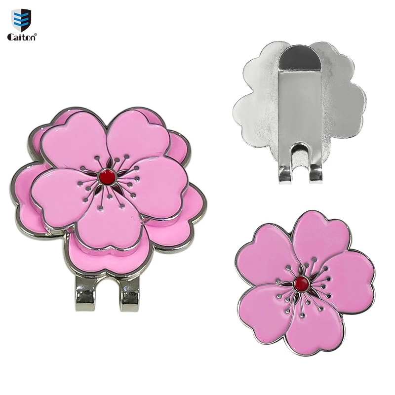 Caiton Rose-Shaped Golf Hat Clip with Magnetic Ball Marker Rust-Resistant Durable Design Easy Attachment to Hats and Belts