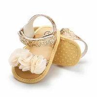 Jlong Summer Newborn Baby Shoes Girls Flower Lace Sandals Fashion Toddler Soft-soled Non-slip Infant Crib Shoes 0-18 months 2