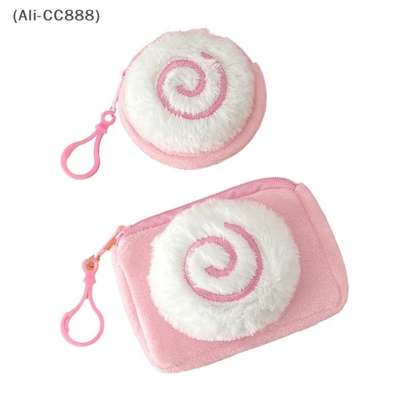 〔CC〕| Cute Kamaboko Cartoon Girl Heart Coin Purse Plush Earphone Bag Coin Organizer Pouch Backpack Charms 6