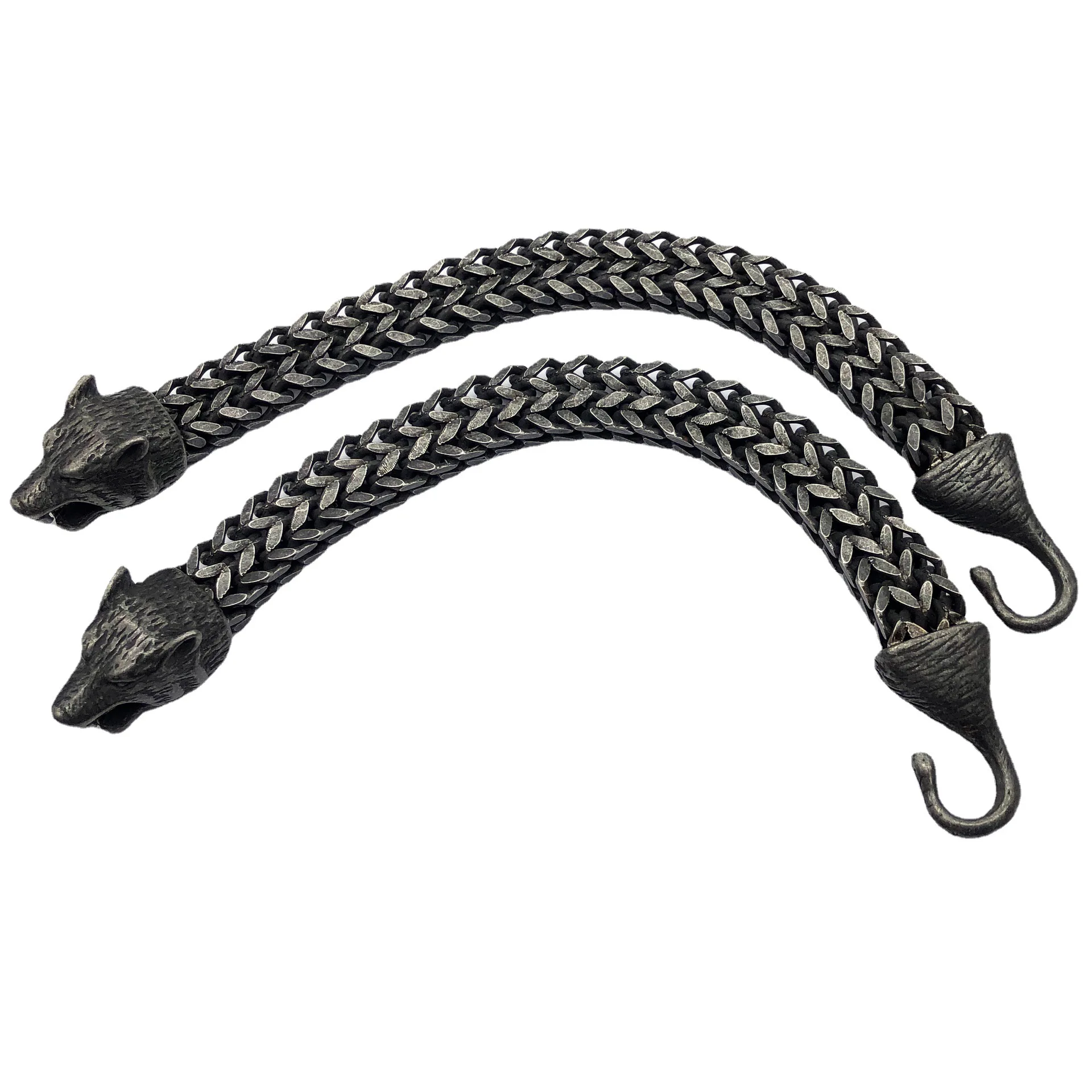 Nordic Viking Myth Stainless Steel Wolf Head Bracelet Hip Hop Punk Chain Bracelet Banquet Jewelry Accessories Gift