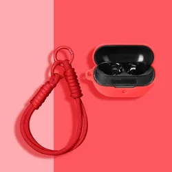 Stylish Silicone Earphone Case Cover with Hook for Wireless Earbuds Protection (Red)