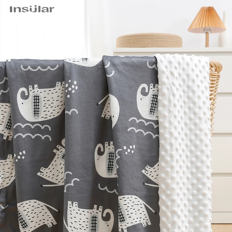 Muslin Baby Blankets Warm Embossed Flannel Thermal Soft Stroller Sleep Cover Cartoon Infant Bedding Swaddle Wrap Kids Bath Towel