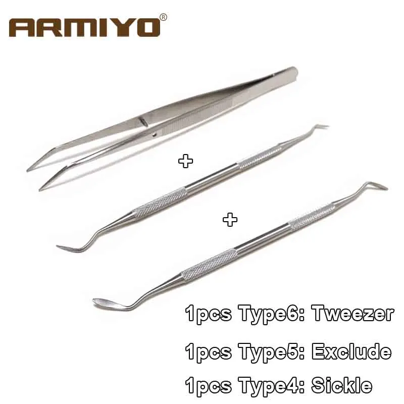 Armiyo Edelstahl Double Ended Pick Set Pipeline Carbon Deposit Entfernung Mundhöhle Zahnseide Zahnstein Reinigung Kit Solide Werkzeug – Detail 6