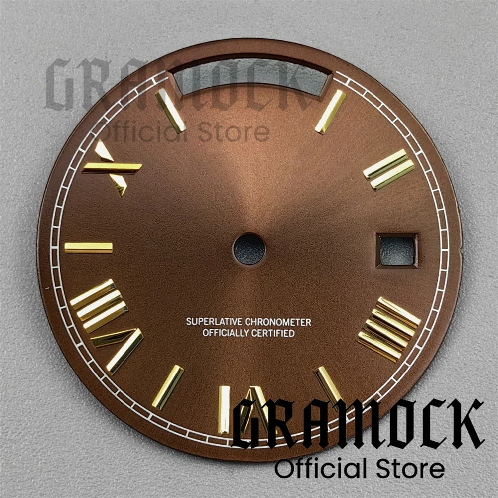 Sky Blue and Coffee Grey Sunburst Watch Dial with Roman Edge Markers - Dual Calendar Week Display
