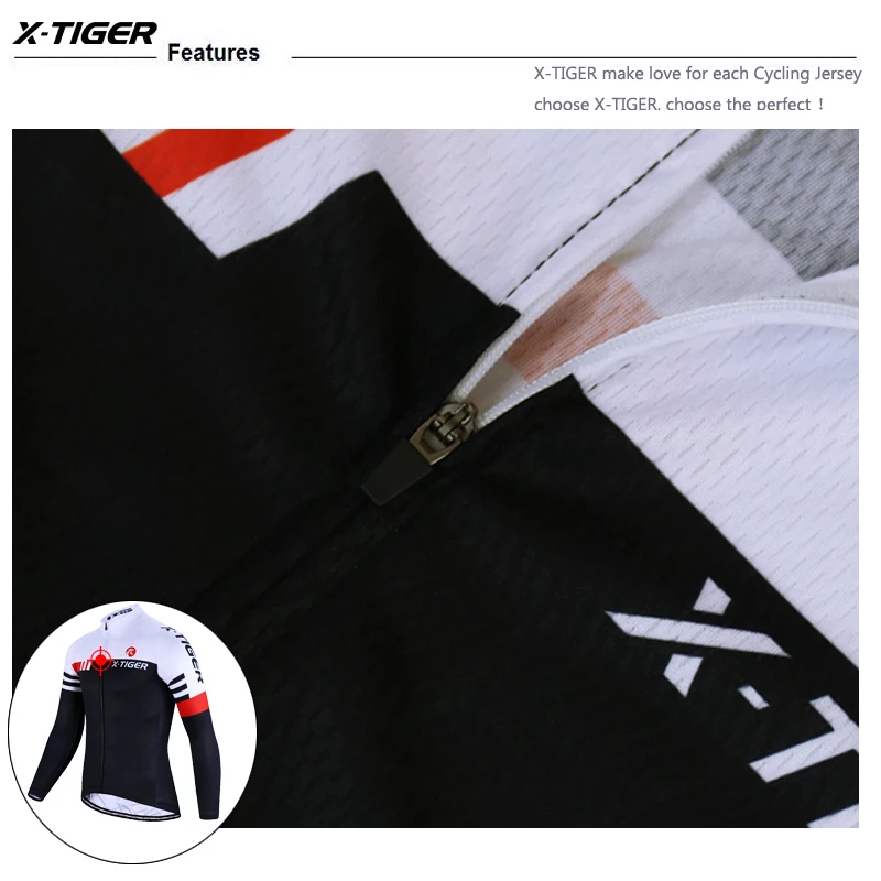 X-TIGER Winter Thermal Radtrikot Langarm Pro Slim Fit Langarm Radtrikot Herren Damen Atmungsaktiv Radsport Maillot – Detail 11