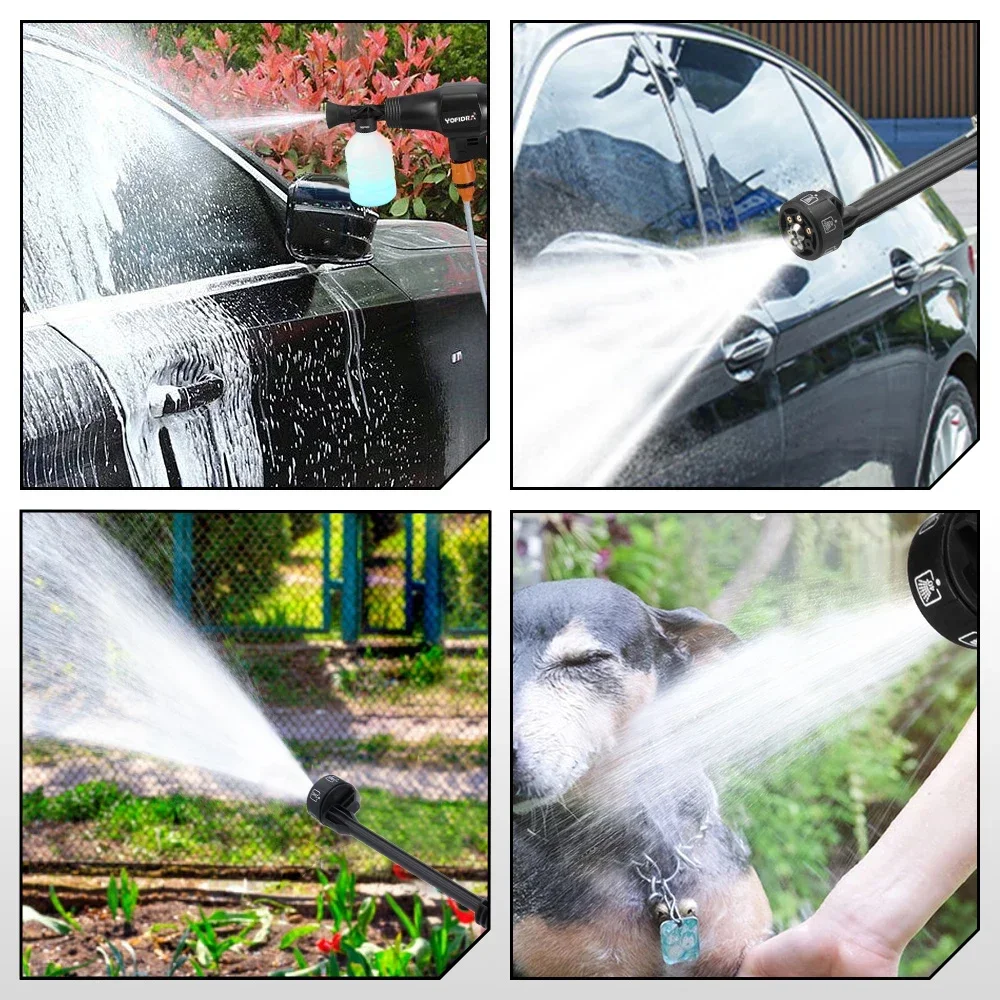 YOFIDRA 200Bar Brushless High Pressure Car Washer Gun 6 IN 1 Electric Garden Washing Water Wash Spray Gun for Makita 18V Battery 5