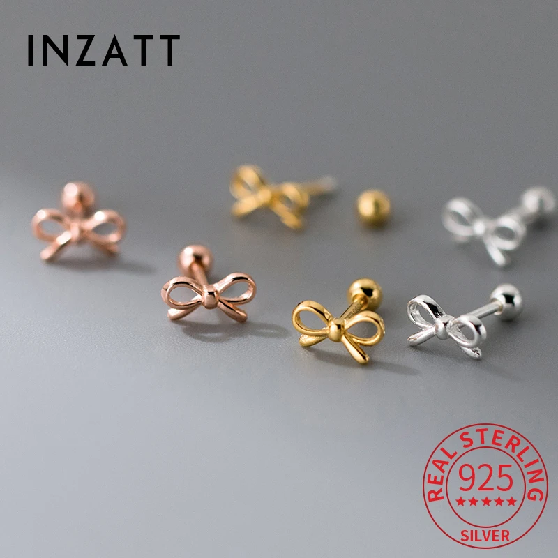 925 Sterling Silve Bowknot Stud Earrings for silver stud earrings silver earrings womens earrings Women Classic Fine Jewelry Piercing Screw Bead Accessories