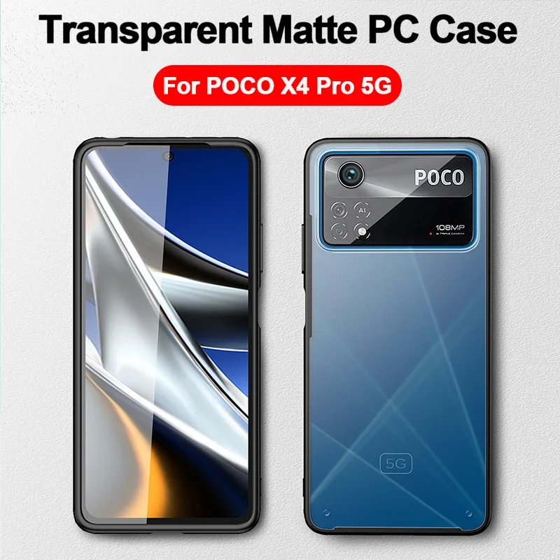 

For POCO X4 Pro 5G Case Transparent Matte PC + TPU Bumper Shockproof Back Cover Case for PocoPhone X4 Pro чехол