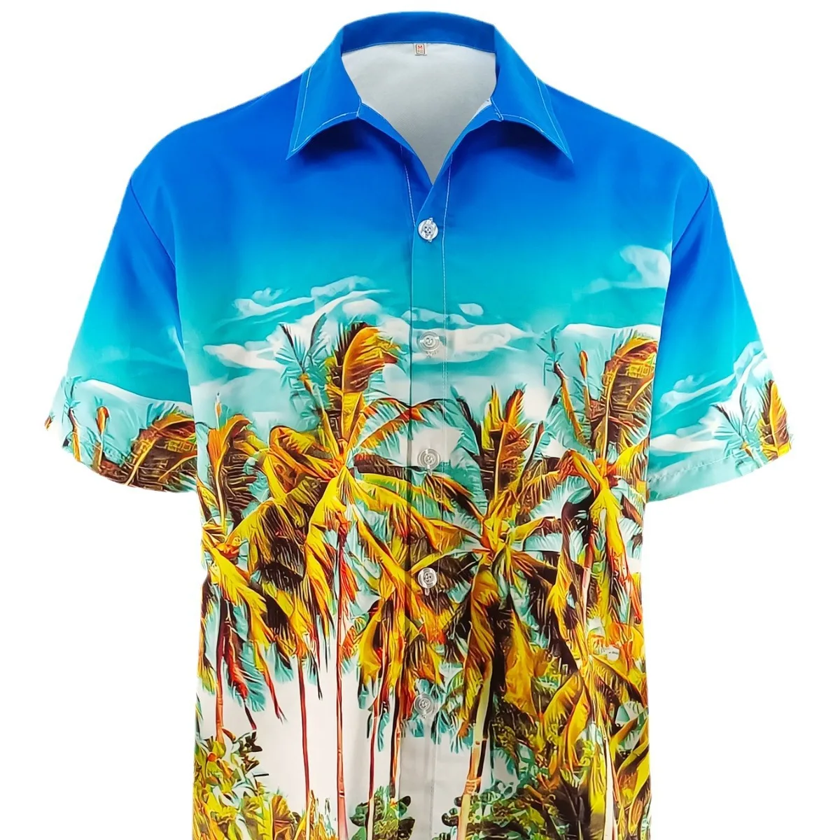 2024 New Hawaiian Flower Shirt Men's Coconut Tree Print Loose Beach Resort Short Sleeve Shirt Streetwear US Size Chemise