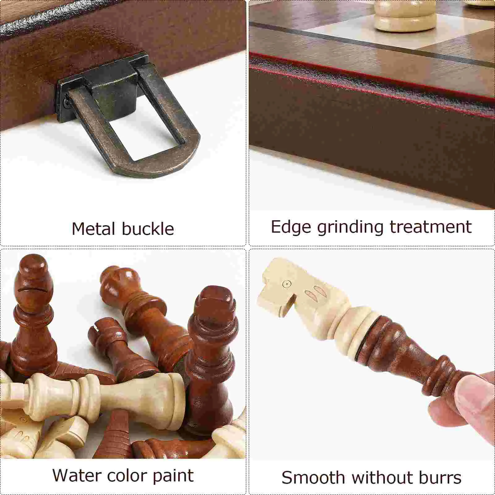 1 Wooden Chess Checkers Board Chess Folding Board Pieces Travel