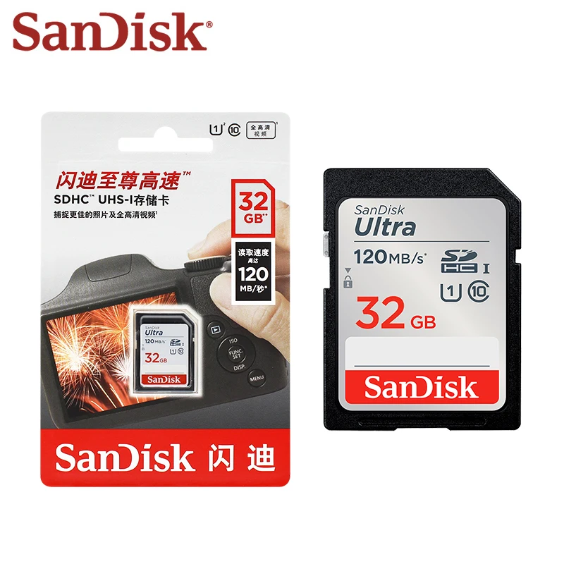 Sandisk ÷ ޸ ī 32GB ִ 120 ްƮ/ C10 ÷ ī 128GB 64GB SD ī  ī޶  ǰ 