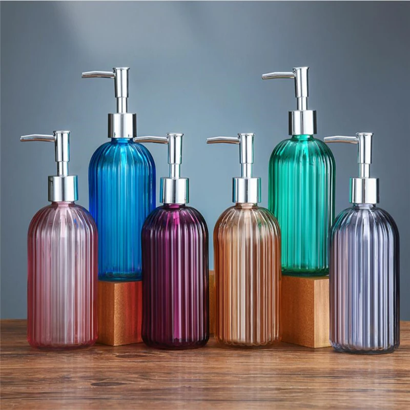 High Quality Large 400ML Manual Soap Dispenser Clear Glass Hand Sanitizer Bottle Containers Press Empty Bottles Bathroom#GH