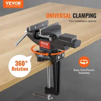 VEVOR Bench Vise 2.2 inch Multifunctional Dual-Purpose Table Clamp-on Vise W/360° Swivel Base for Woodworking DIY  Workbench 2