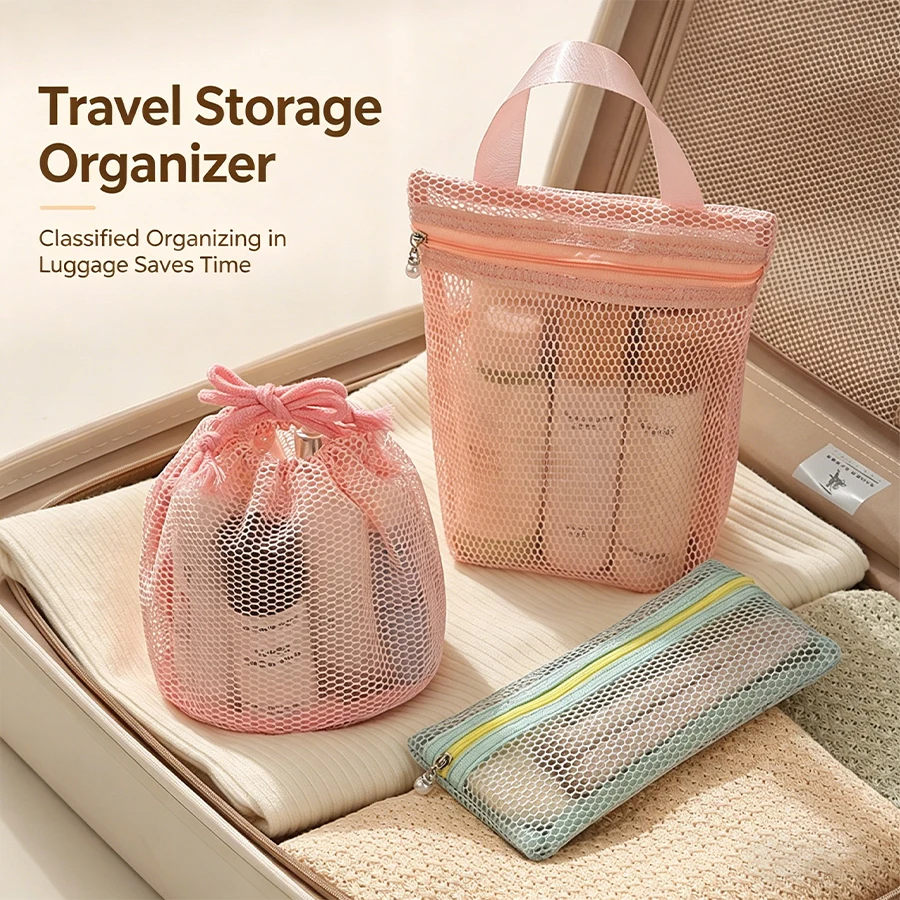 Large Capacity Breathable Travel Toiletry Bag with Drawstring