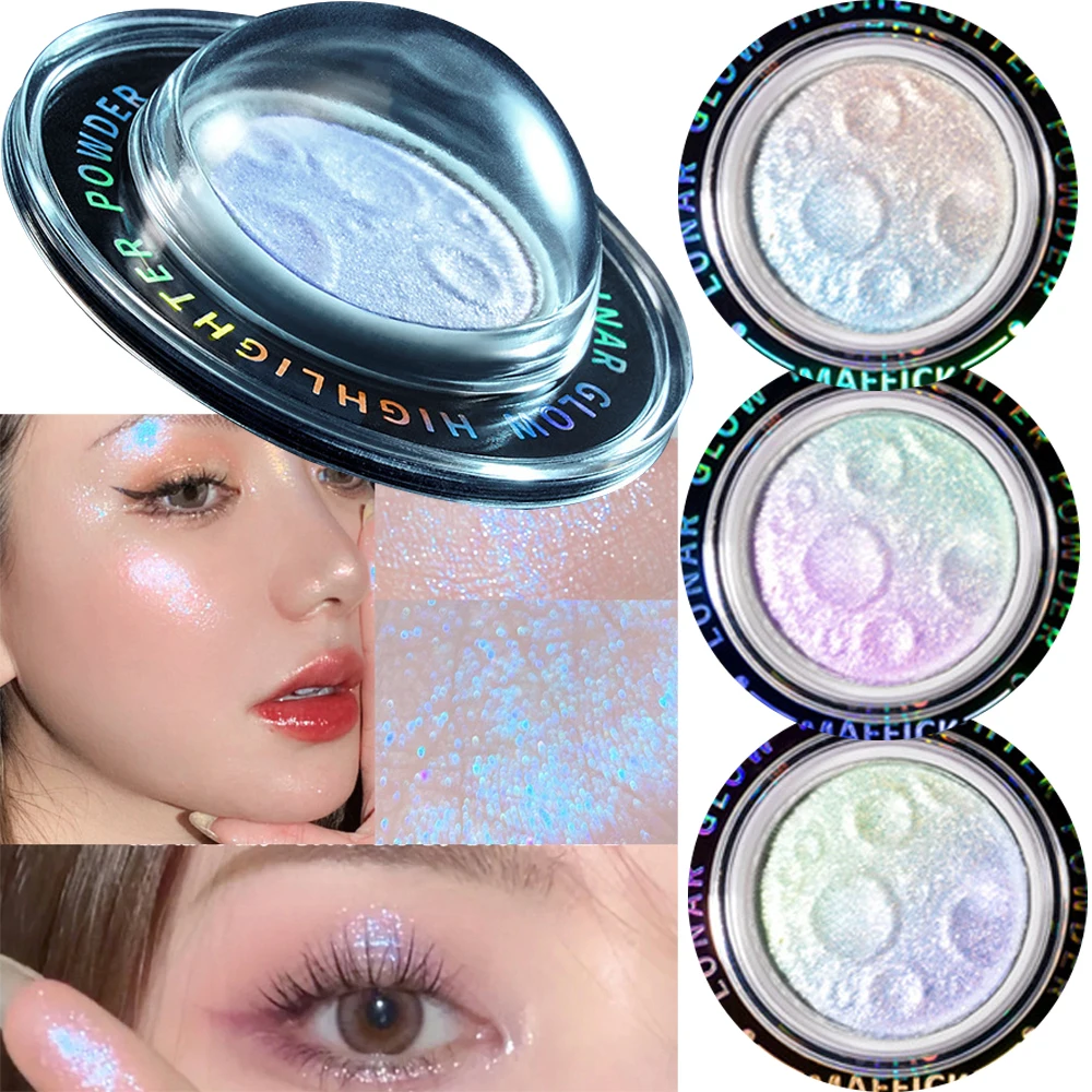 플래닛 하이라이터 파우더 래디언트 쉬머, 3D 스파클, 요정 파우더 뷰티 브라이트닝, 페이스 쉐이딩 컨투어 하이라이트 메이크업, 3 in 1 