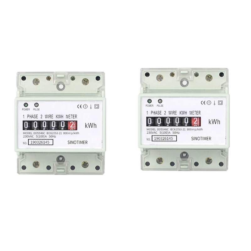 

Promotion! 2X Electric Single Phase Two Wire AC 220V 100A Energy Meter Kwh Counter Consumption Analog Electricity Wattmeter(A)