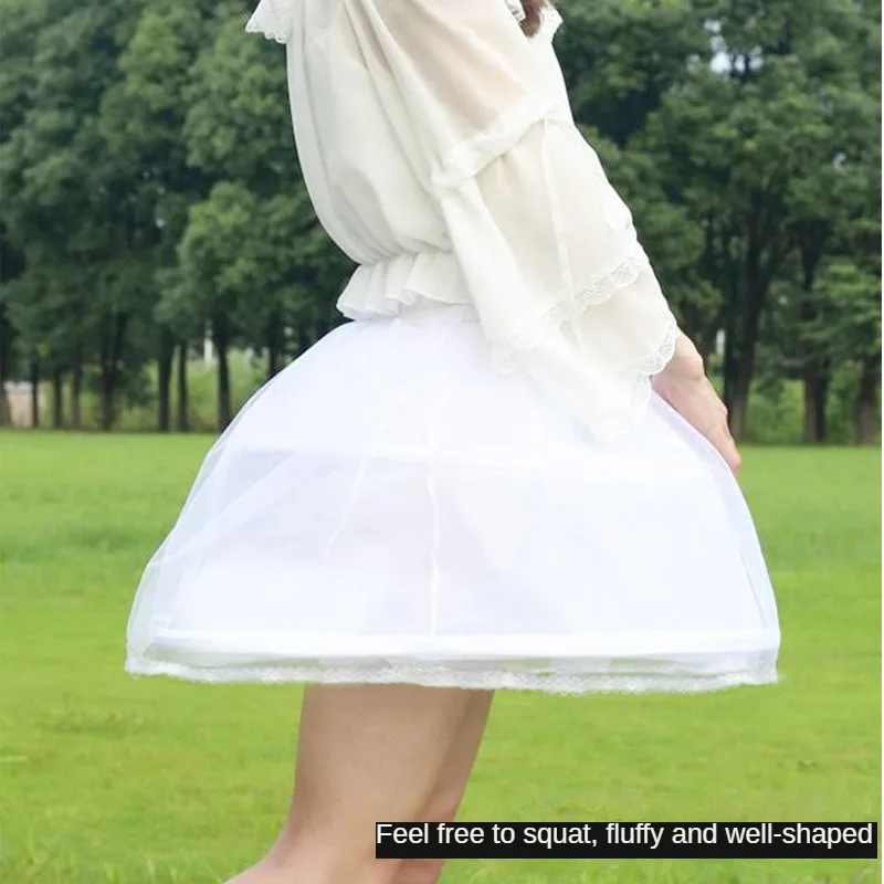 2-hoops skirt petticoat white black crinoline underskirts for girls tulle support a line midi skirt girls cosplay