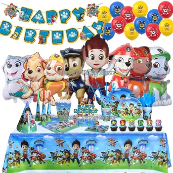 PAW Patrol Decorazione per feste di compleanno Nuova versione Set di palloncini Stoviglie usa e getta Forniture per eventi per bambini Banner Sfondo regalo 1