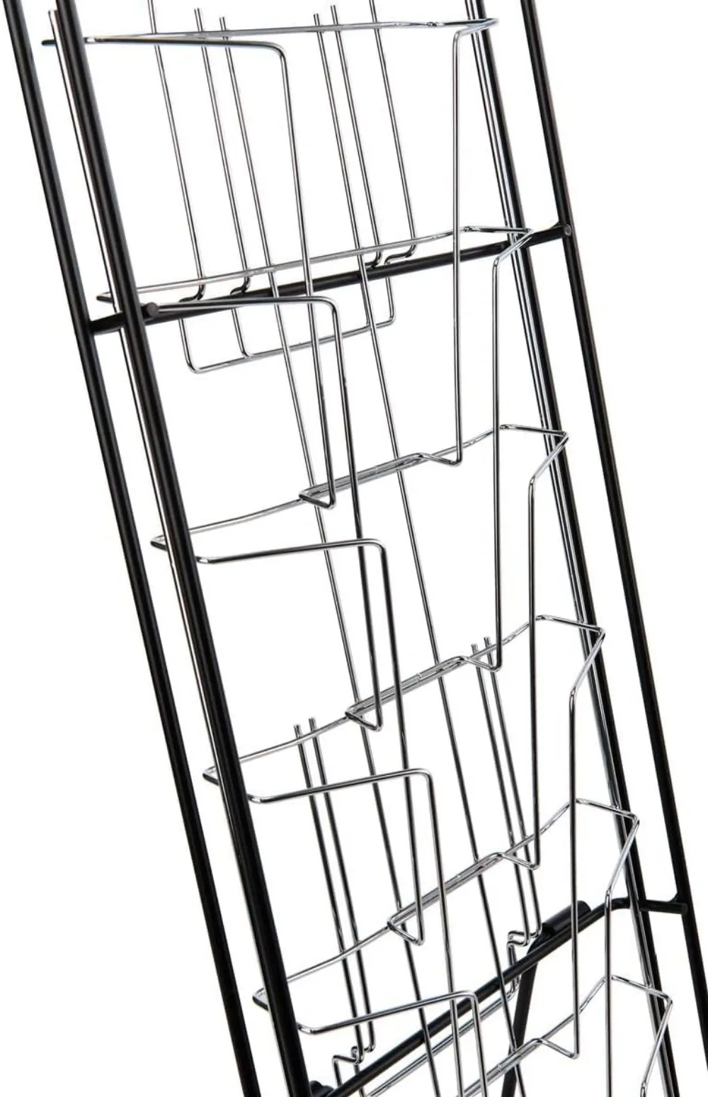 Portable Magazine Rack with 10 Pockets, Carry Bag Included,Floor-Standing Literature Display with Tiered Design,Steel 4