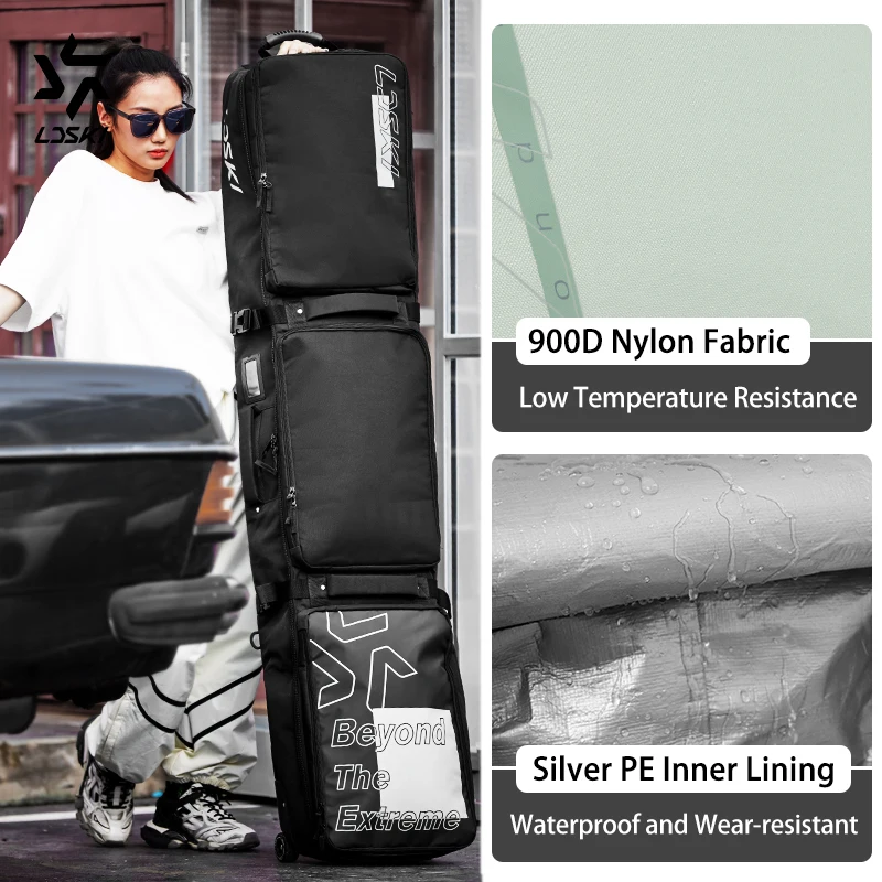 LDSKI チームスキーローラーバッグ大容量シングルダブルスノーボード
