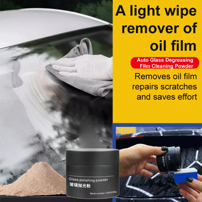 Auto Front Windshield Cleaning Powder Powerful Oil Film Remover Glass Flower Polishing Powder
