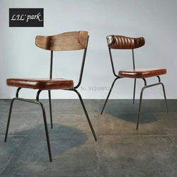 Sillas de comedor de hierro forjado para restaurante, sillón moderno y sencillo con respaldo para sala de estar, cafetería creativa, estilo americano