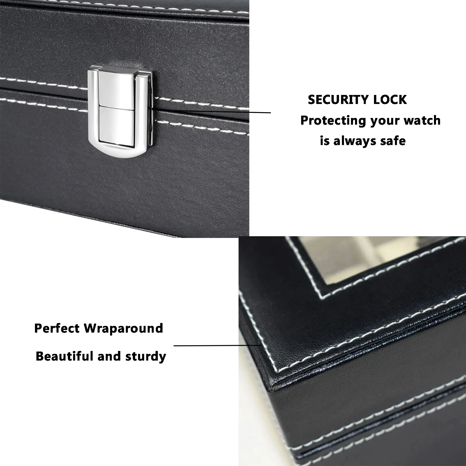 Watch storage box Watch Box 12-Slot Watch Case Large Glass Lid Removable Pillows Box Organizer Gift for Loved Ones