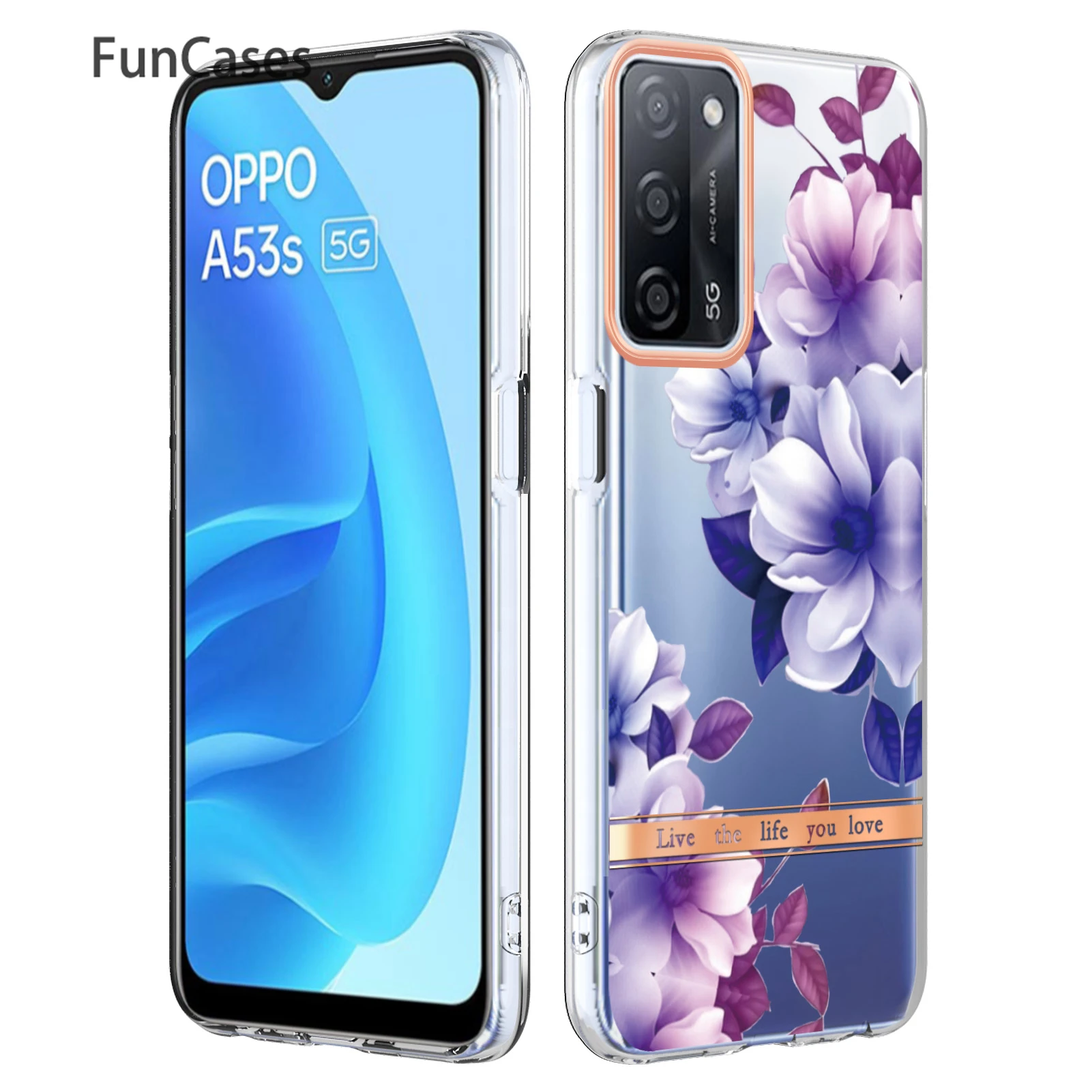 Paraurti Per Telefono Viola Per Cellulare Oppo A16 Cover Per Specchio Normale Custodie Per Aksesuar Oppo Para A54S 4G A55 5G A54 A53S Hoesje